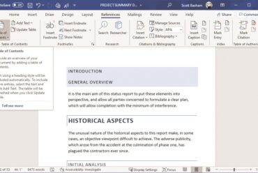 How to create a Table of Contents in Microsoft Word