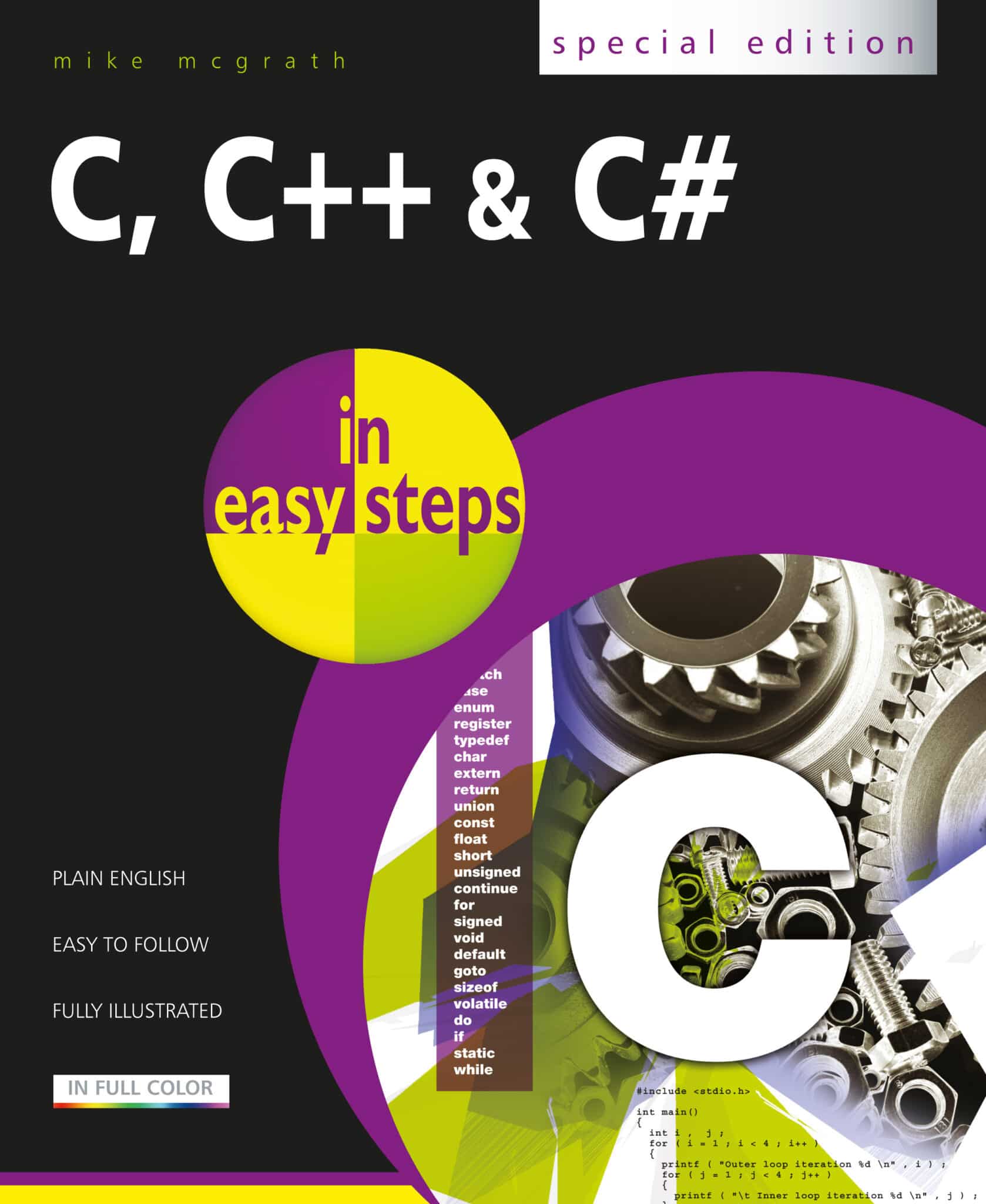 C, C++ & C# in easy steps 9781787910072 front cover